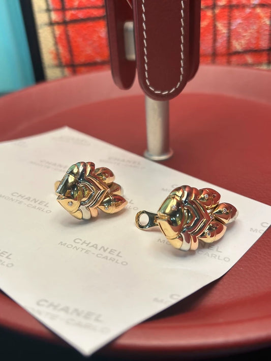 bvlgari Antique Fish Collection Tricolor Gold Earrings