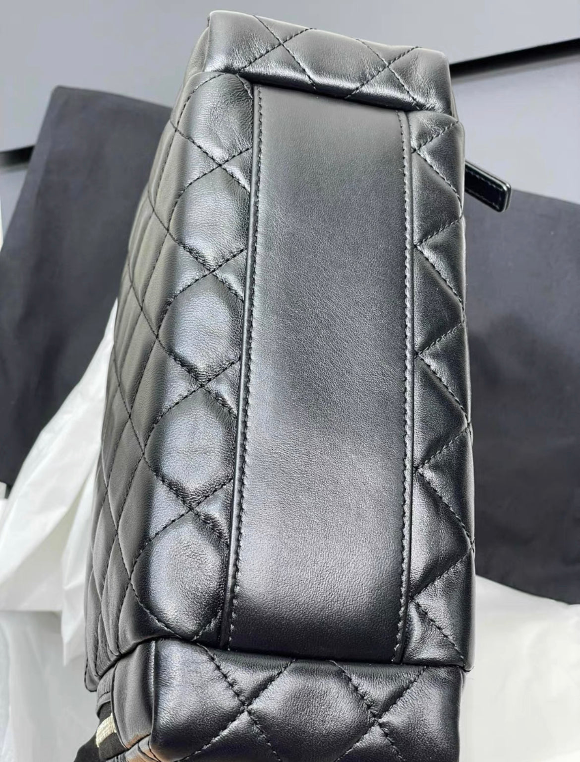Chanel 24 CAMERA CASE Top Handle Handbag Black Lambskin leather