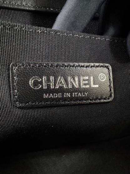Chanel Boy black leather bag silver hardware