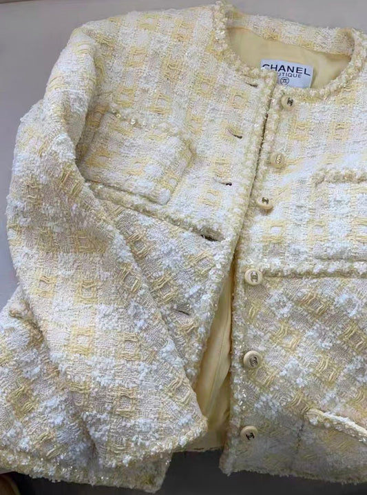 Rare CHANEL 1995 yellow Glitter Barbie Jacket size 36