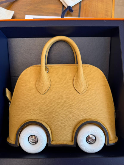 Hermes Mini Bolide On Wheels Paille Epsom Palladium hardware