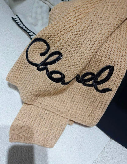 Chanel 22A khaki cashmere scarf