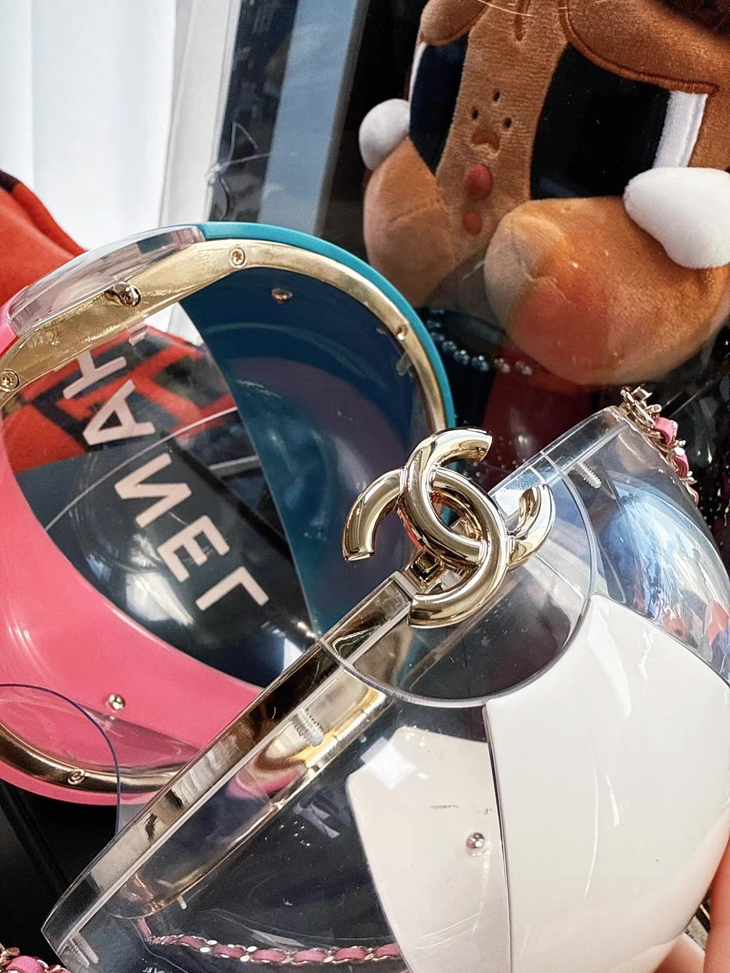 Chanel 2019 Pink, Clear and Blue Resin Coco Beach Ball Minaudière Light Gold Hardware