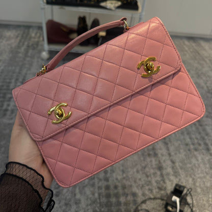 Vintage Chanel Pink CC Double Turn Lock Bag