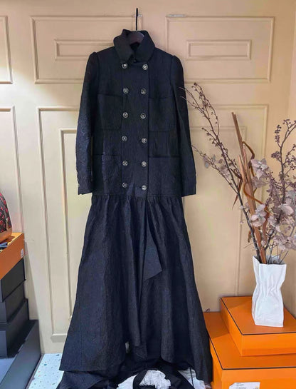 Rare Chanel 2021 Black Long Coat/Dress 38