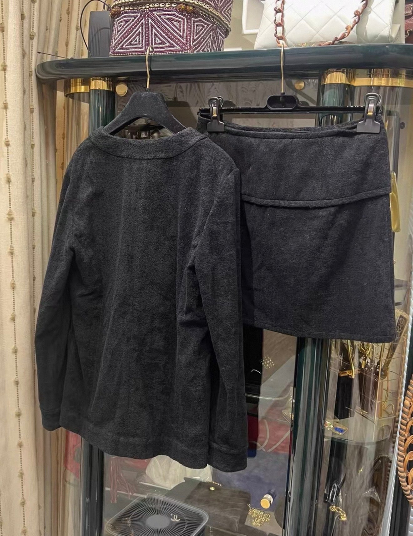 Chanel 20P black cardigan and skirt set