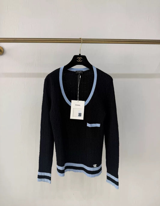 Chanel 24B blue & black sweater