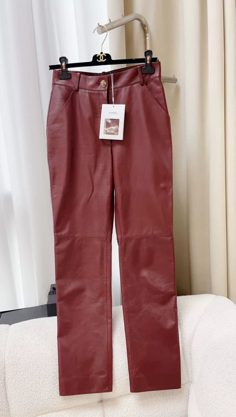 Chanel 22K Burgundy Leather pants