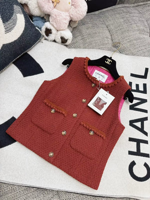 Chanel 24A red tweed vest jacket