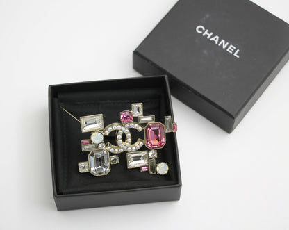 Chanel Vintage 05P Coloured Rhinestones Pink Brooch