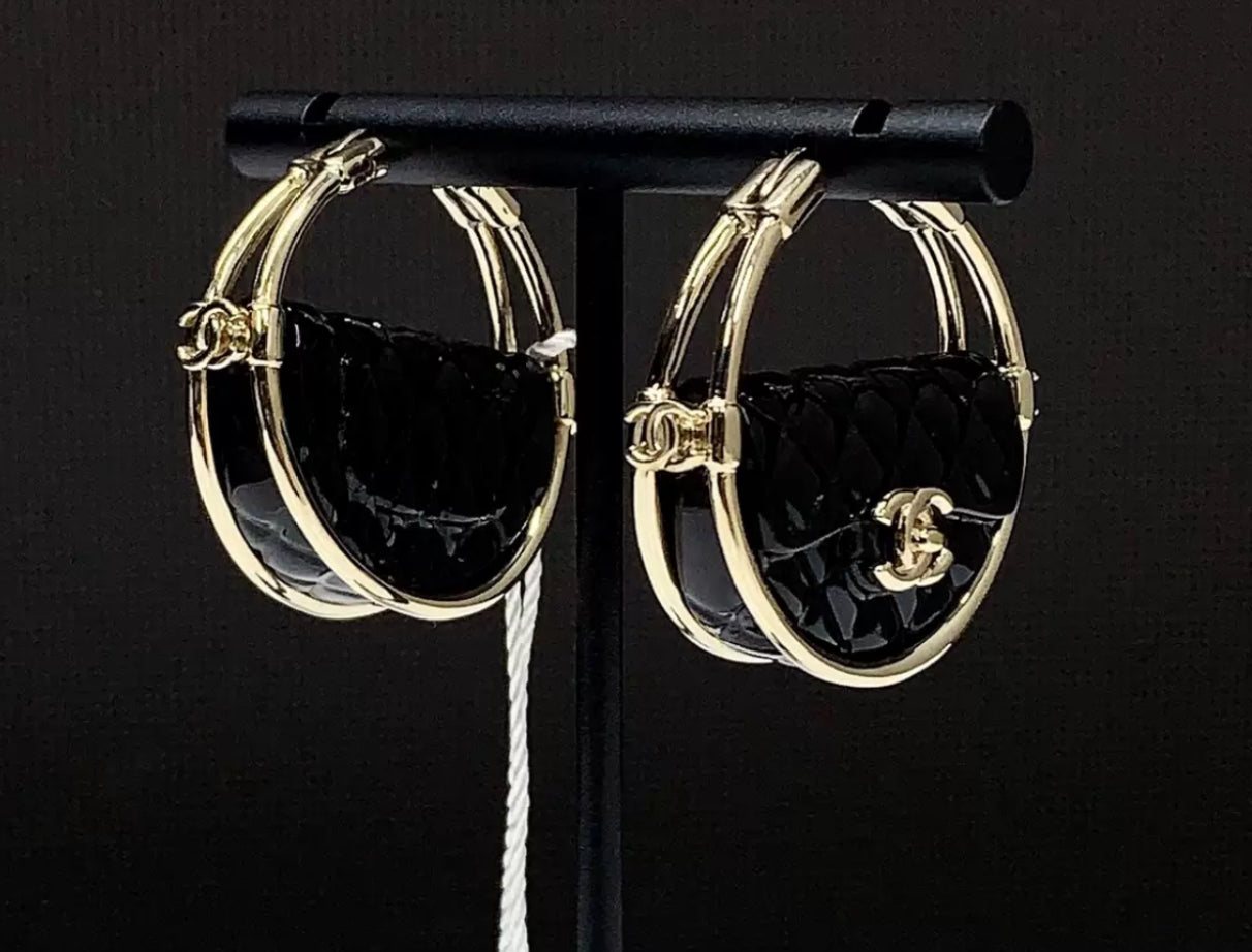 Chanel 23c hula hoop long earrings