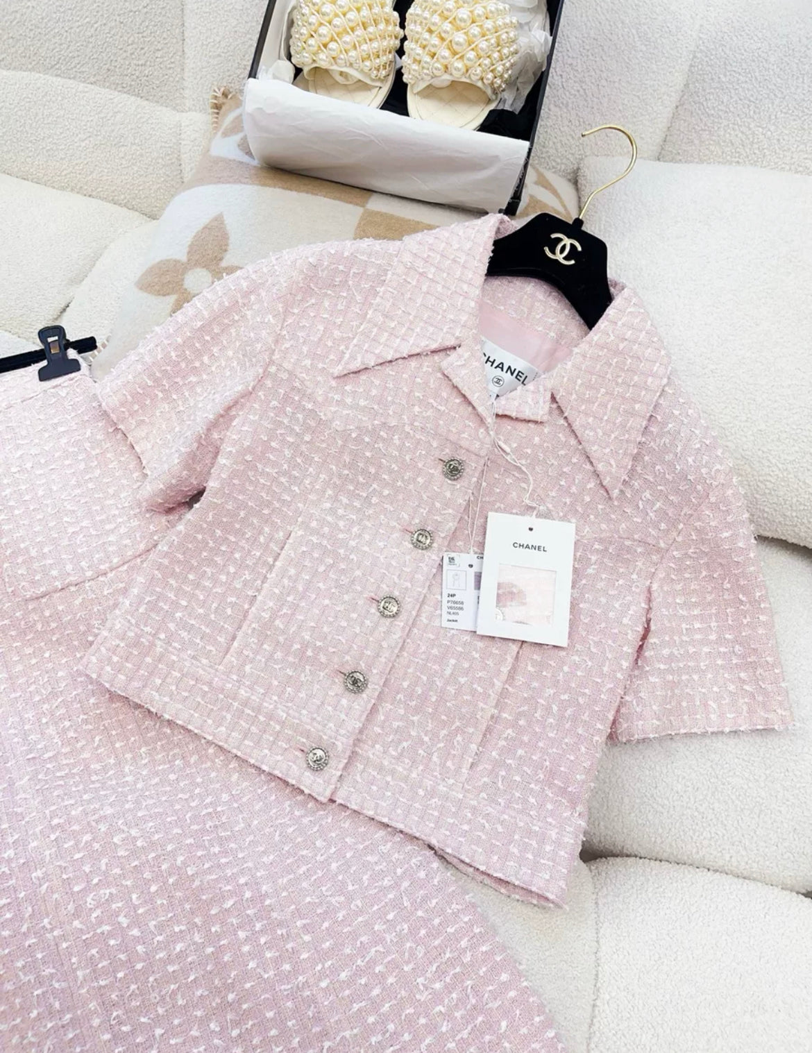 Chanel 24P pink tweed jacket