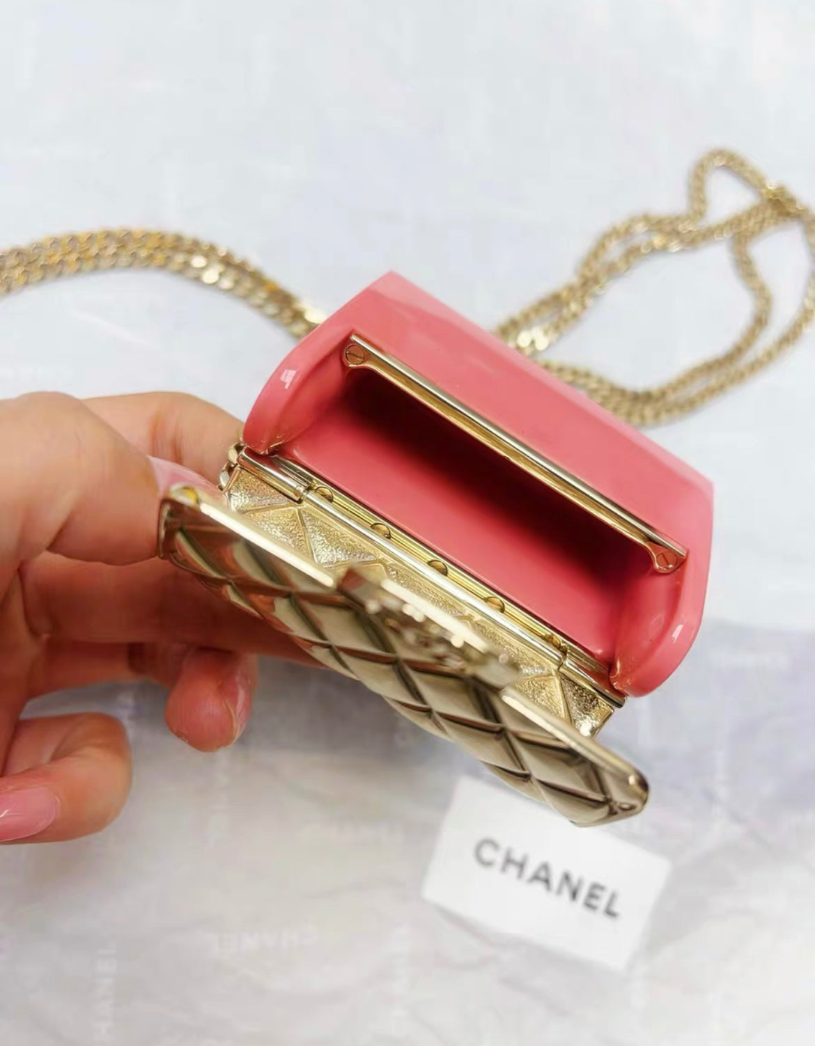 Chanel 23C orange pink gold micro bag