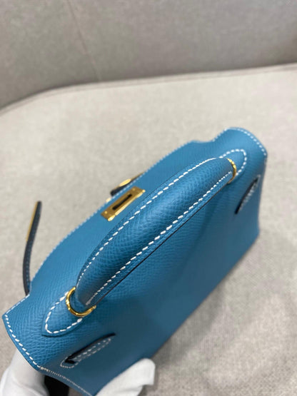 Hermes Mini Kelly Bleu Jean Epsom Gold Hardware