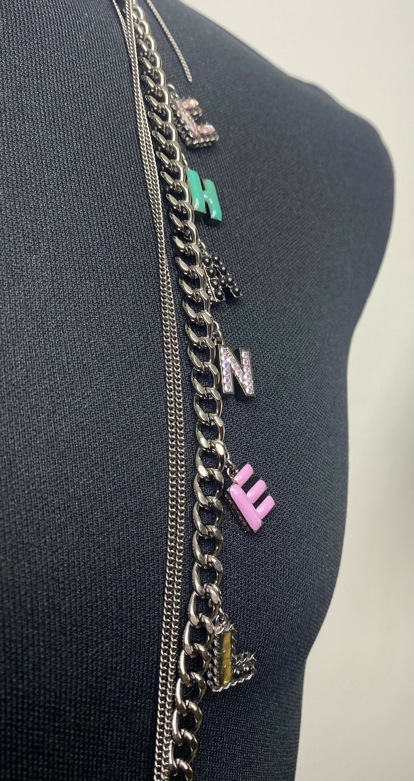 Chanel 17P Charms 
Chains Letters Multicolor Necklace Belt