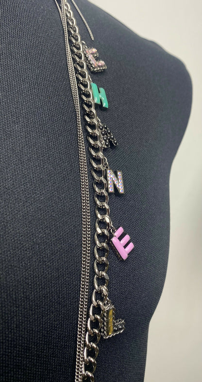 Chanel 17P Charms 
Chains Letters Multicolor Necklace Belt