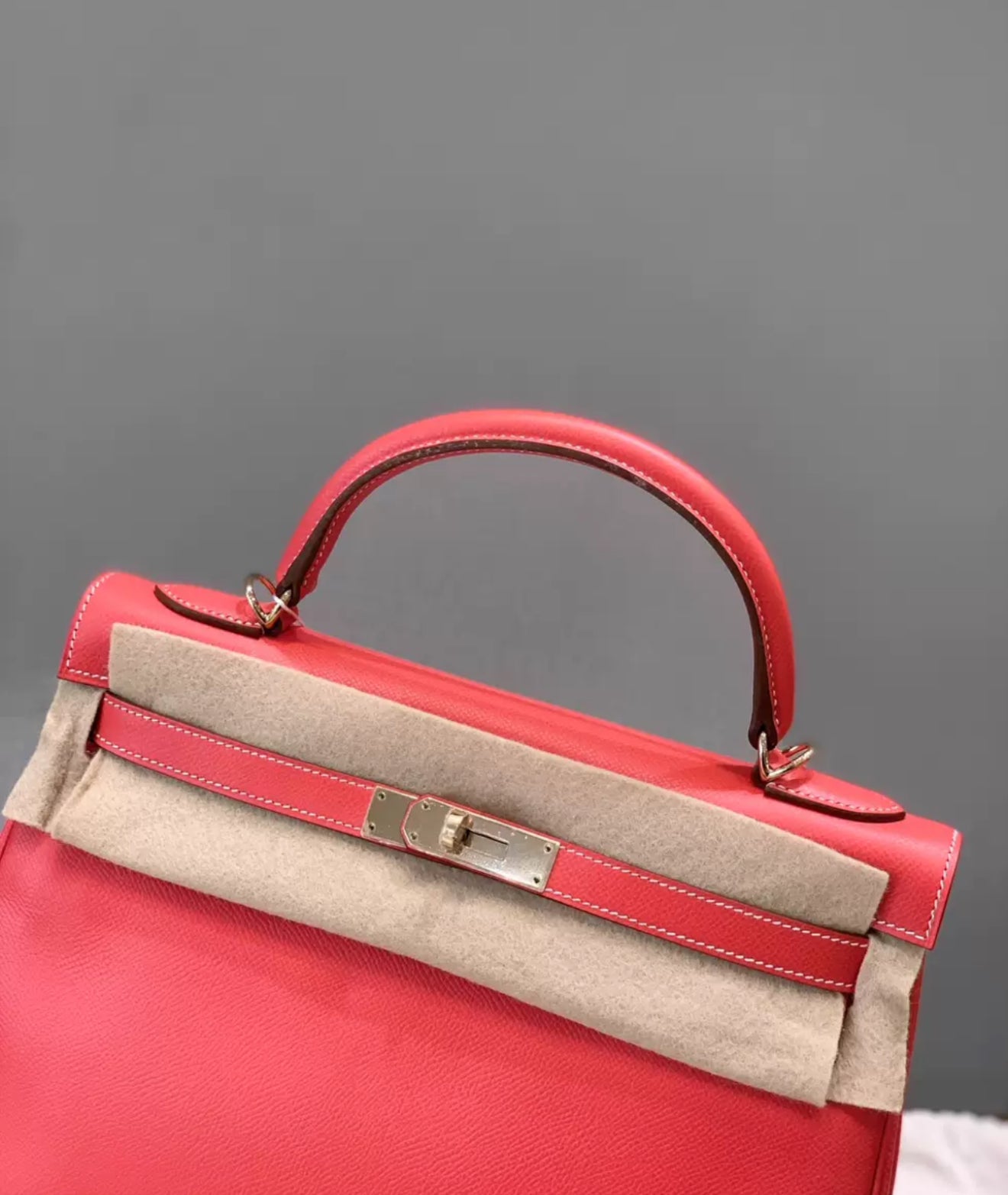 Hermès Kelly 32 Pink Epsom Leather Palladium Hardware