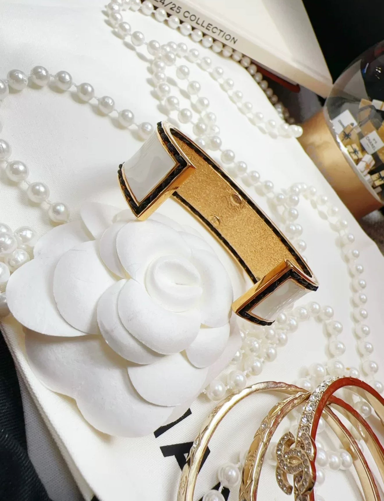 Chanel 24C White Black Open Bracelet
