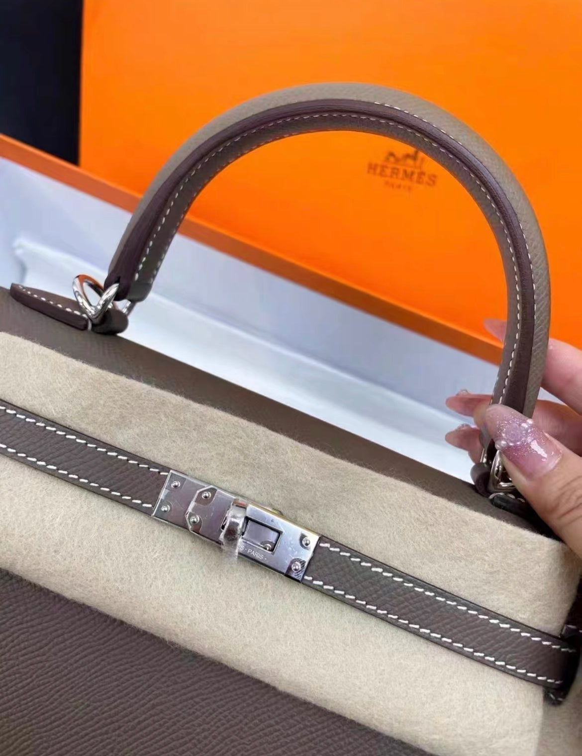 Hermès Kelly 25 Etoupe Epsom Palladium Hardware