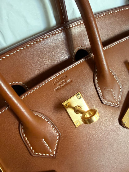 Hermès Birkin 25 smooth Barenia leather gold hardware