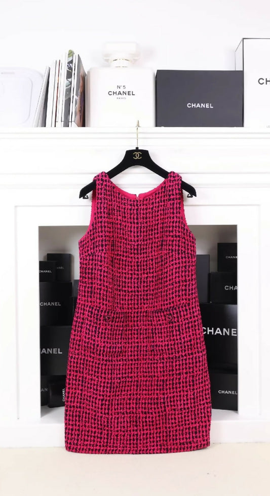 Chanel 2016 Rose Red Tweed Dress