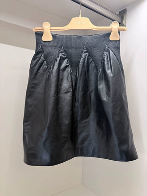 Chanel 21S Black Lambskin Leather Skirt