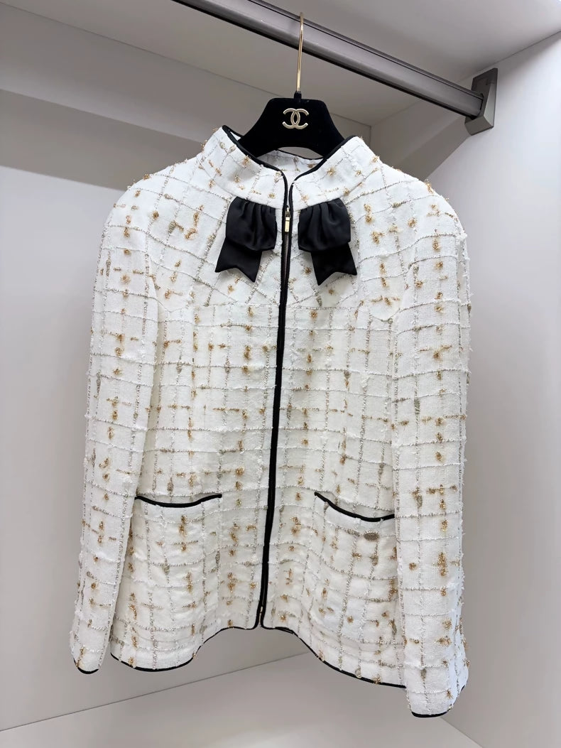 Chanel 19S ecru Gold Tweed Jacket