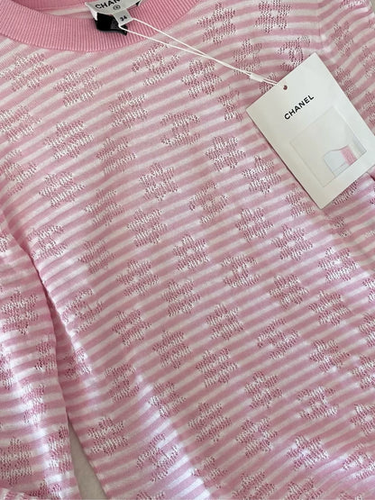 Chanel 24C Pink and White Striped Top