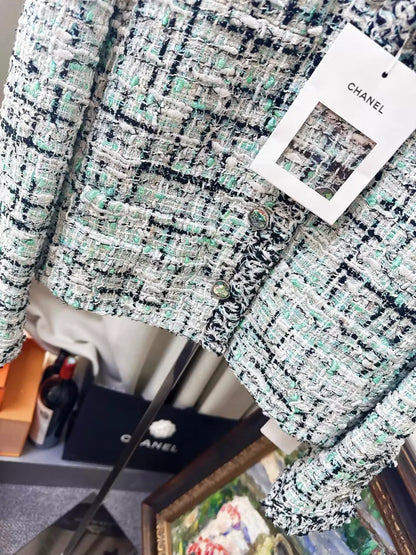 Chanel 26s green tweed jacket