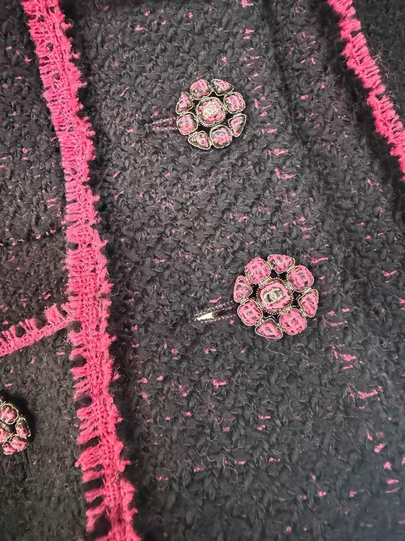 Chanel 22K black and red tweed jacket