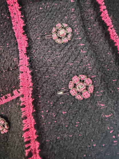 Chanel 22K black and red tweed jacket