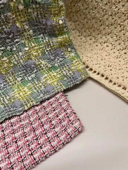 Chanel 14p pink and green tweed dress