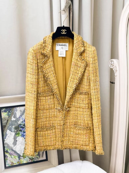 Chanel 2011 Bombay Collection yellow tweed jacket – Wararni.com