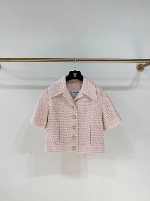 Chanel 24P Pink tweed Short-Sleeve Jacket
