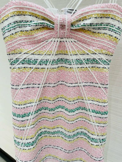 Chanel 24S tweed pink dress