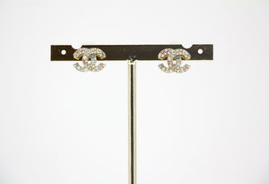 Chanel C21C Rhinestone Metal Multi-color Pebble Stud Earrings