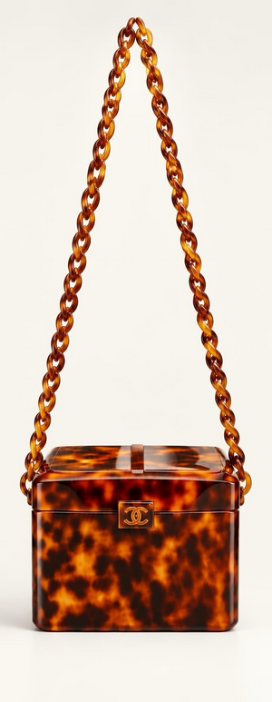 Chanel 1994-1996 Tortoiseshell Plexiglass Mini Box Vanity Bag extra rare