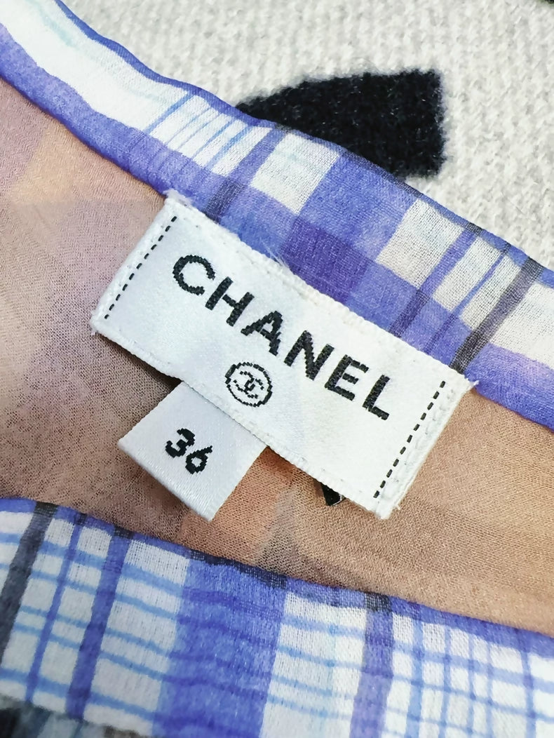 Chanel 23P Blue and White Silk CC Logo Pants