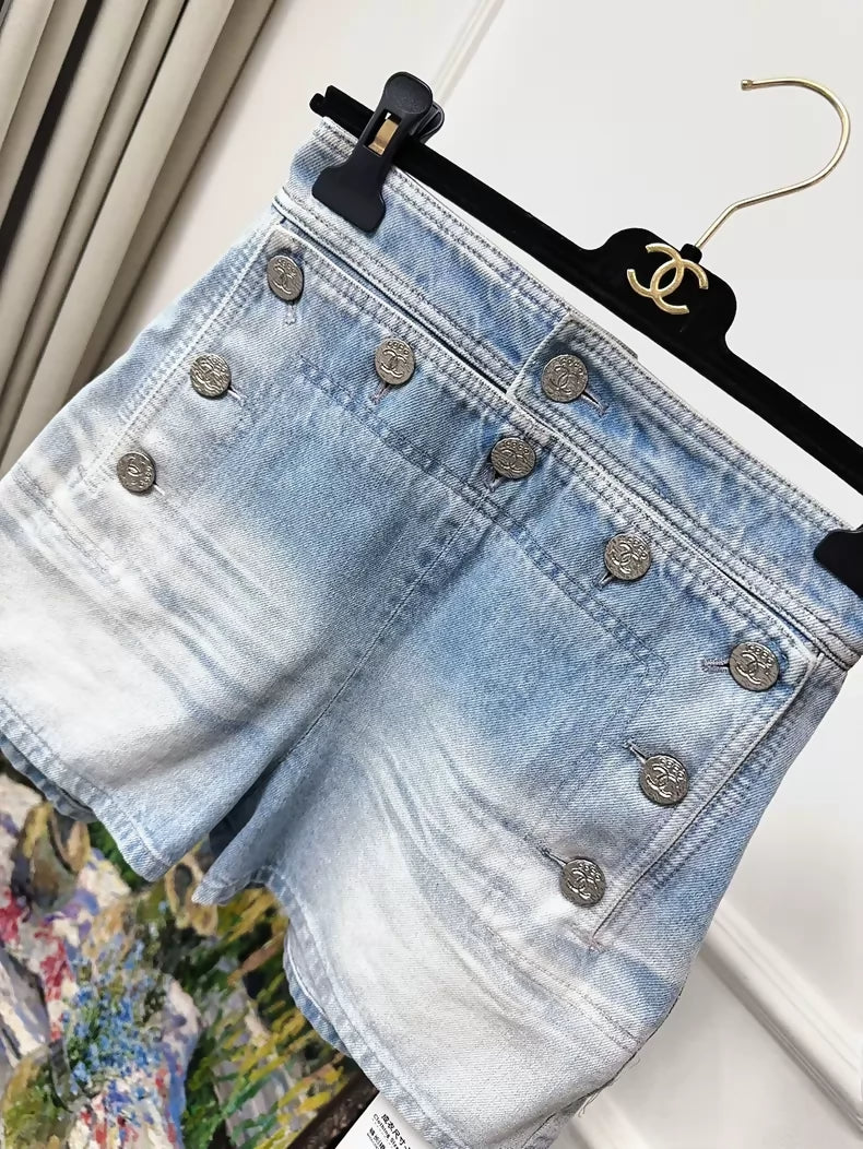 Chanel Blue Denim Shorts