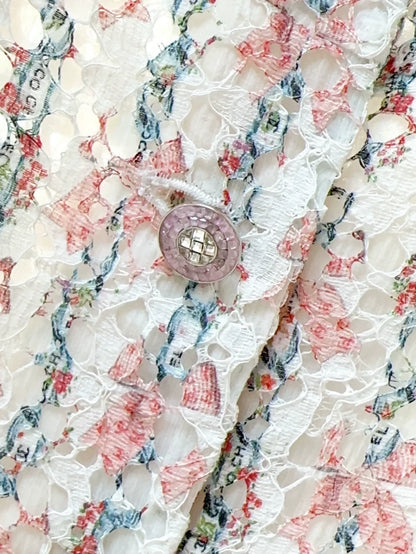 Chanel 23c Pink Floral Lace Dress