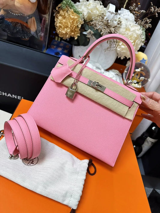 Hermes Kelly 25 bag Pink Epsom leather palladium hardware