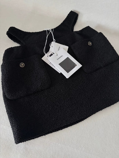 Chanel 22S Black Tweed Skirt