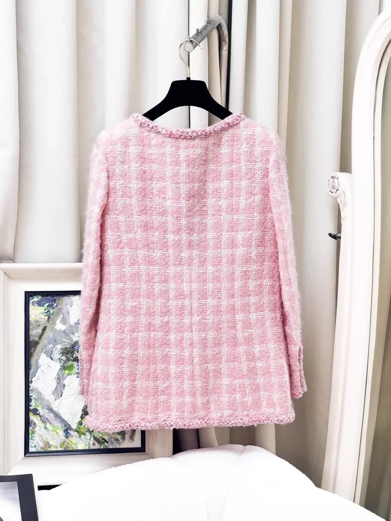 Chanel 2014 Pink Tweed Jacket with Pearl Sequins