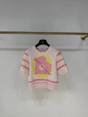 Chanel 24C Pink Heart Knit Top