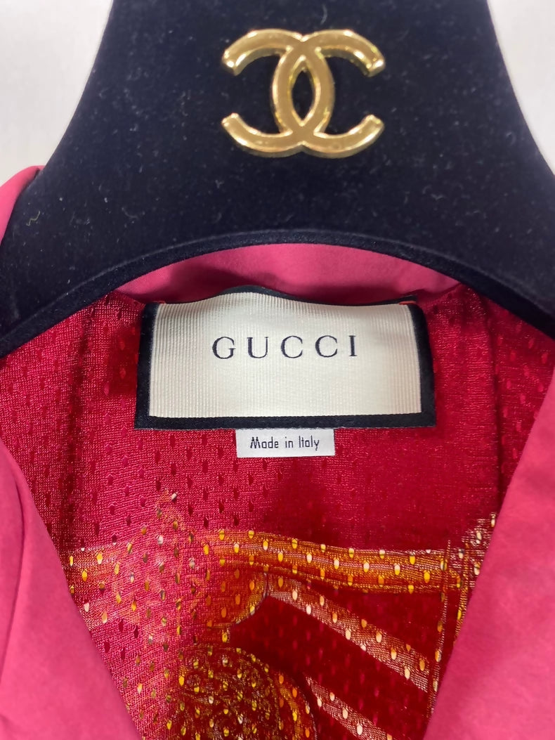 Gucci burgundy equestrian print shirt