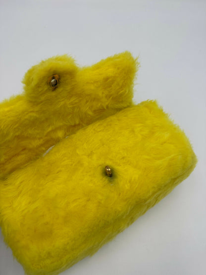 Chanel Vintage 1994 Yellow Fur Top Handle Bag