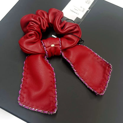 Chanel Spring/Summer 2021 Collection Burgundy lambskin scrunchie with bow
