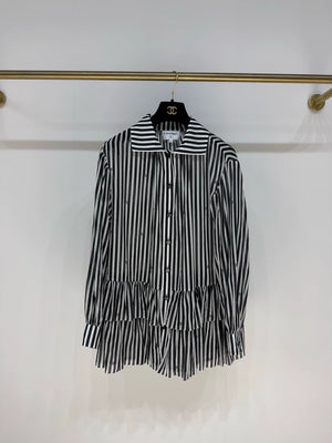 Chanel 24M black & white striped tiered dress
