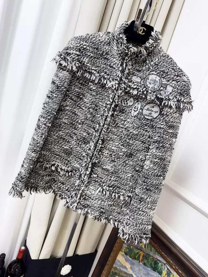 Chanel 04A black and white tweed jacket
