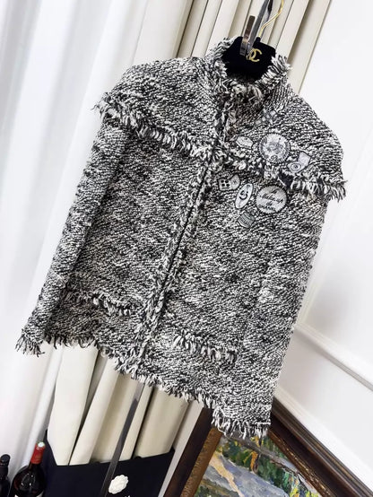 Chanel 04A black and white tweed jacket